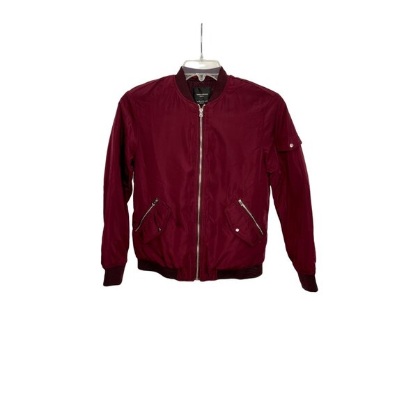 Zara Trafaluc Burgundy Bomber Jacket - Size XS - Picture 5 of 7